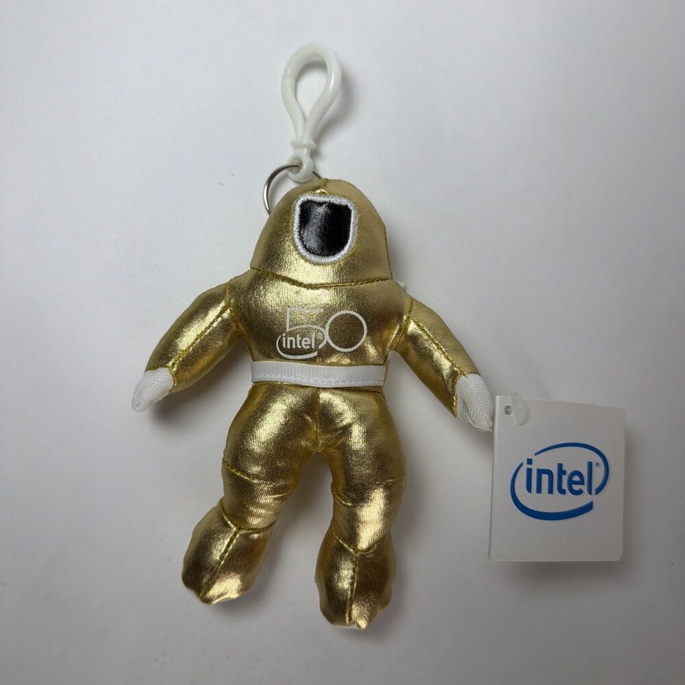NWT Intel Pentium Bunny People Keychain/Clip On Gold 50th Plush Collectible Toy
